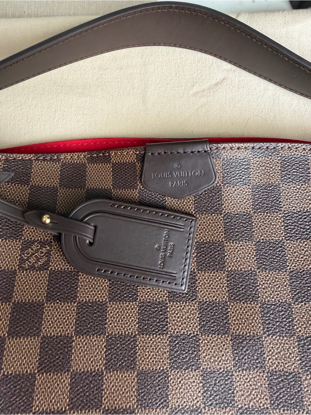 Louis Vuitton Graceful PM Brown Damier Shoulder Bag with Red Interior - Picture 10 of 16